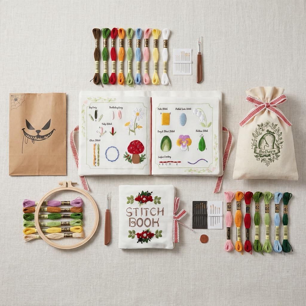 Embroidery Stitch Book Kit for Beginners, DIY Practice Book with