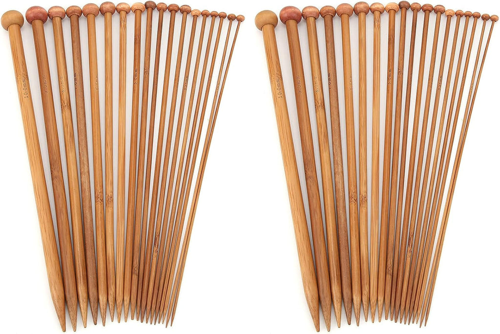 KIMISS 36Pcs Single Point Knitting Needles, Bamboo Material