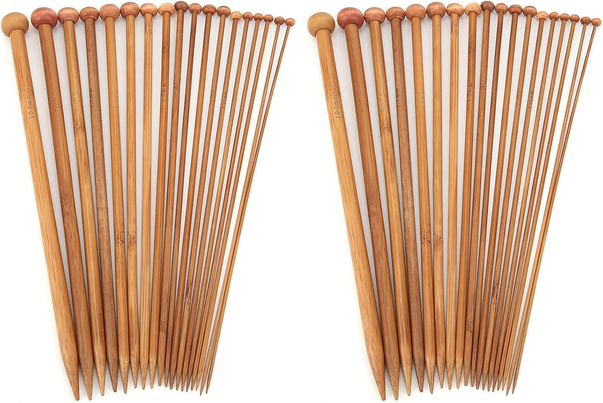 KIMISS 36Pcs Single Point Knitting Needles, Bamboo Material
