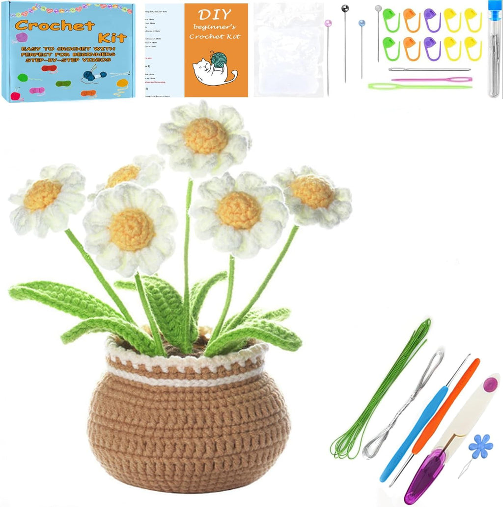 XIANFANG Crochet Kit for Beginners,Pink Tulip Crochet Kit Beginner