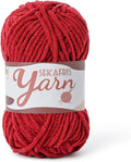 Chenille Yarn for Crocheting Plush Blanket Crochet Yarn Burgundy