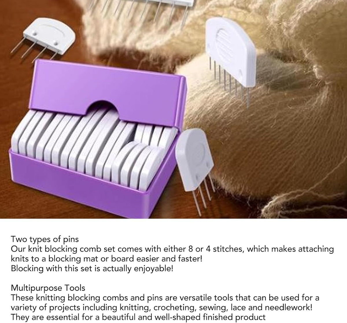 20Pcs Knit Blocking Pins Kit, 4 Pin and 8 Pin & Pins Kit, Knit