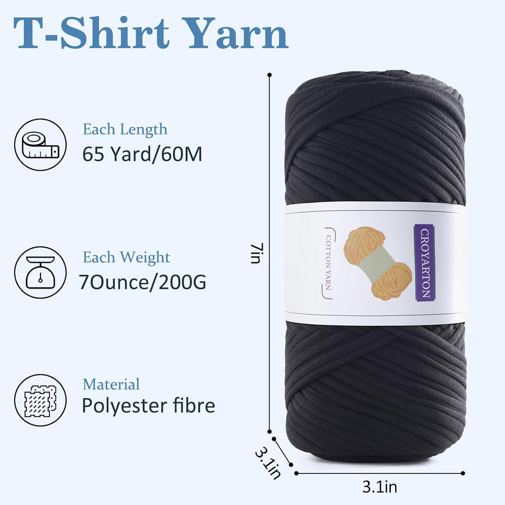 2 Pack T Shirt Yarn for Crocheting with 1 Crochet Hook, Elastic Tshirt