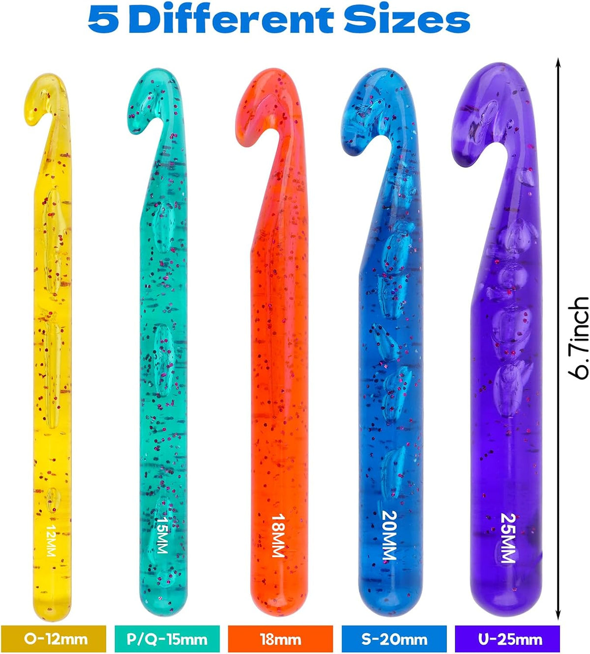 BsHooker 43Pcs Crochet Hooks Set,Plastic Crystal Crochet Hook with