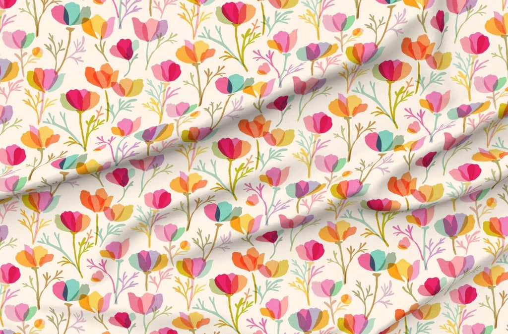 Spoonflower Fabric Watercolor Floral Botanical on Essex Linen