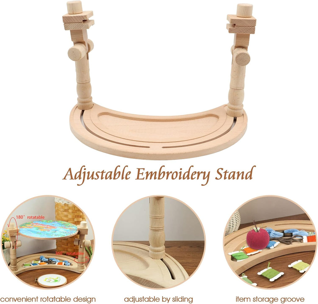 ZOCONE Multifunctional Beech Wood Embroidery Hoop Stand with 2 Pcs 6''