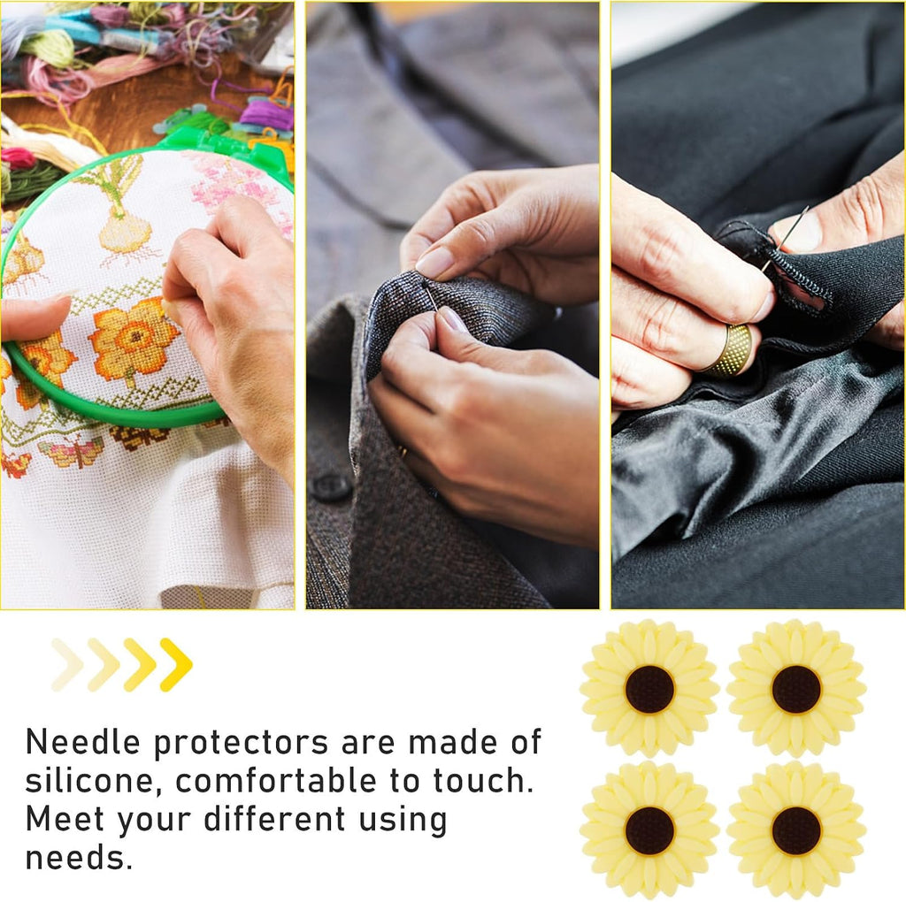 Silicone Knitting Needle Stoppers, Sunflower Point Protectors 10pcs