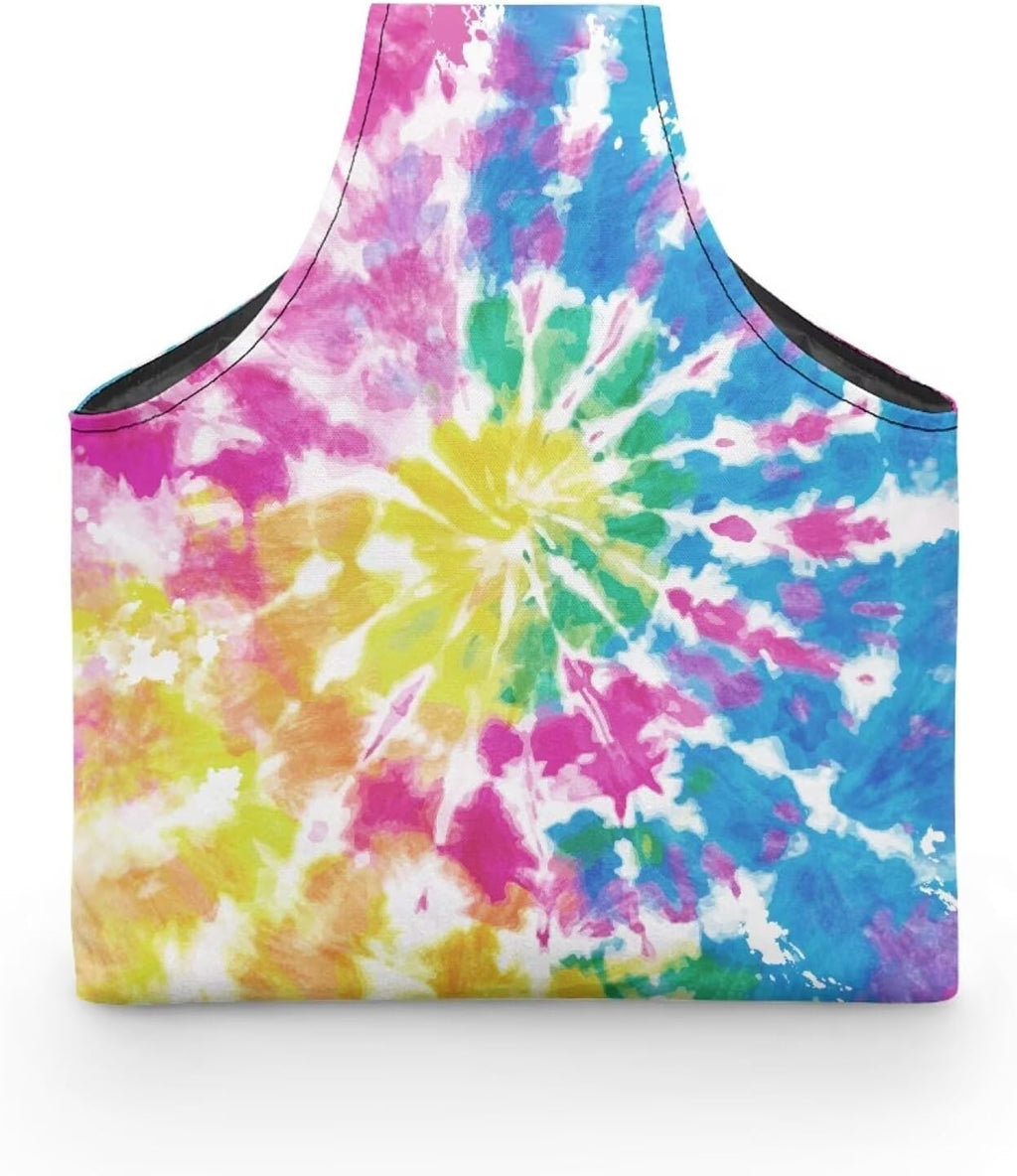 ASQVTIFE Rainbow Tie Dye Yarn Bag Needlework Tool Tote Bag Tie Dye