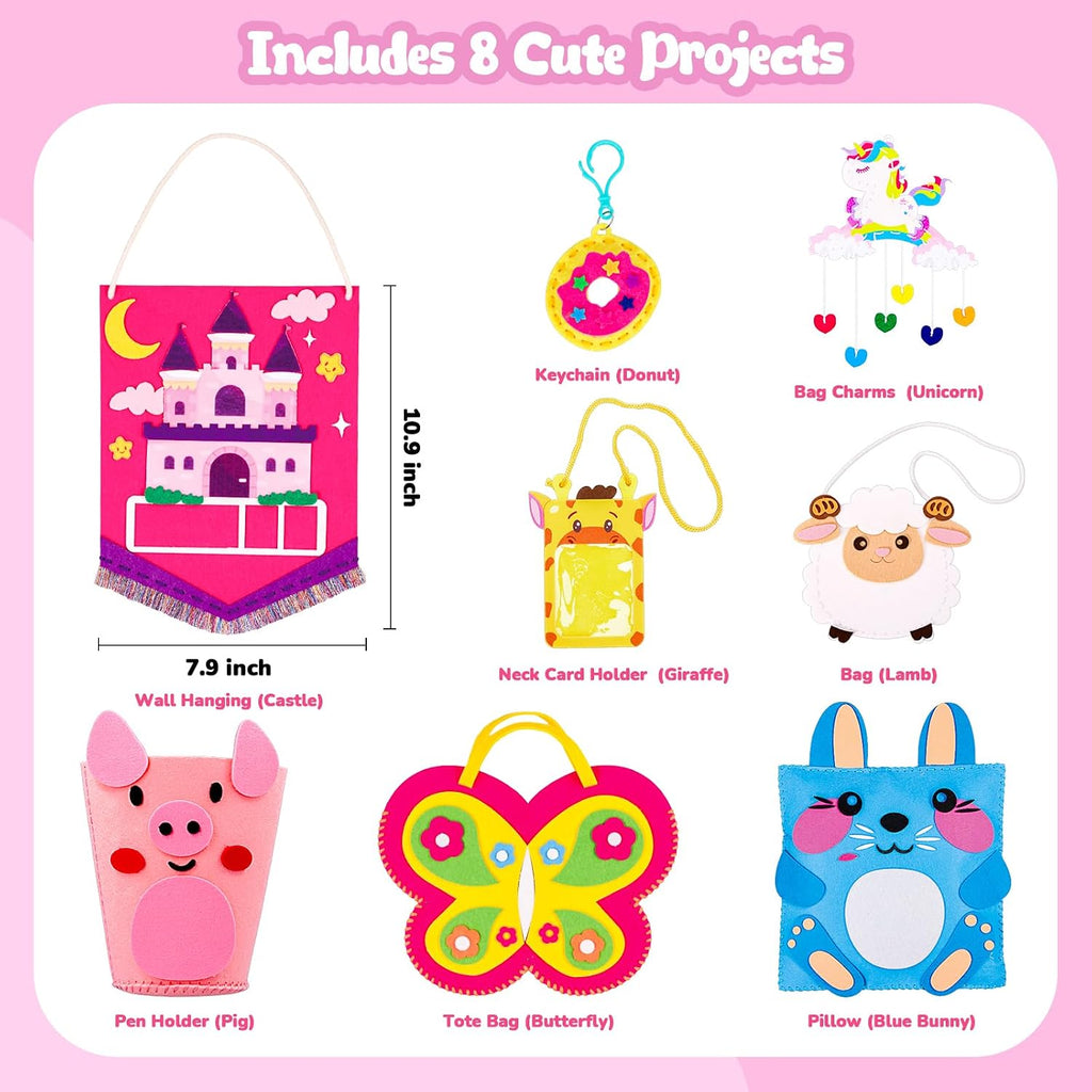 MGparty My First Sewing Kit for Kids - 8 Easy DIY Sewing Crafts with