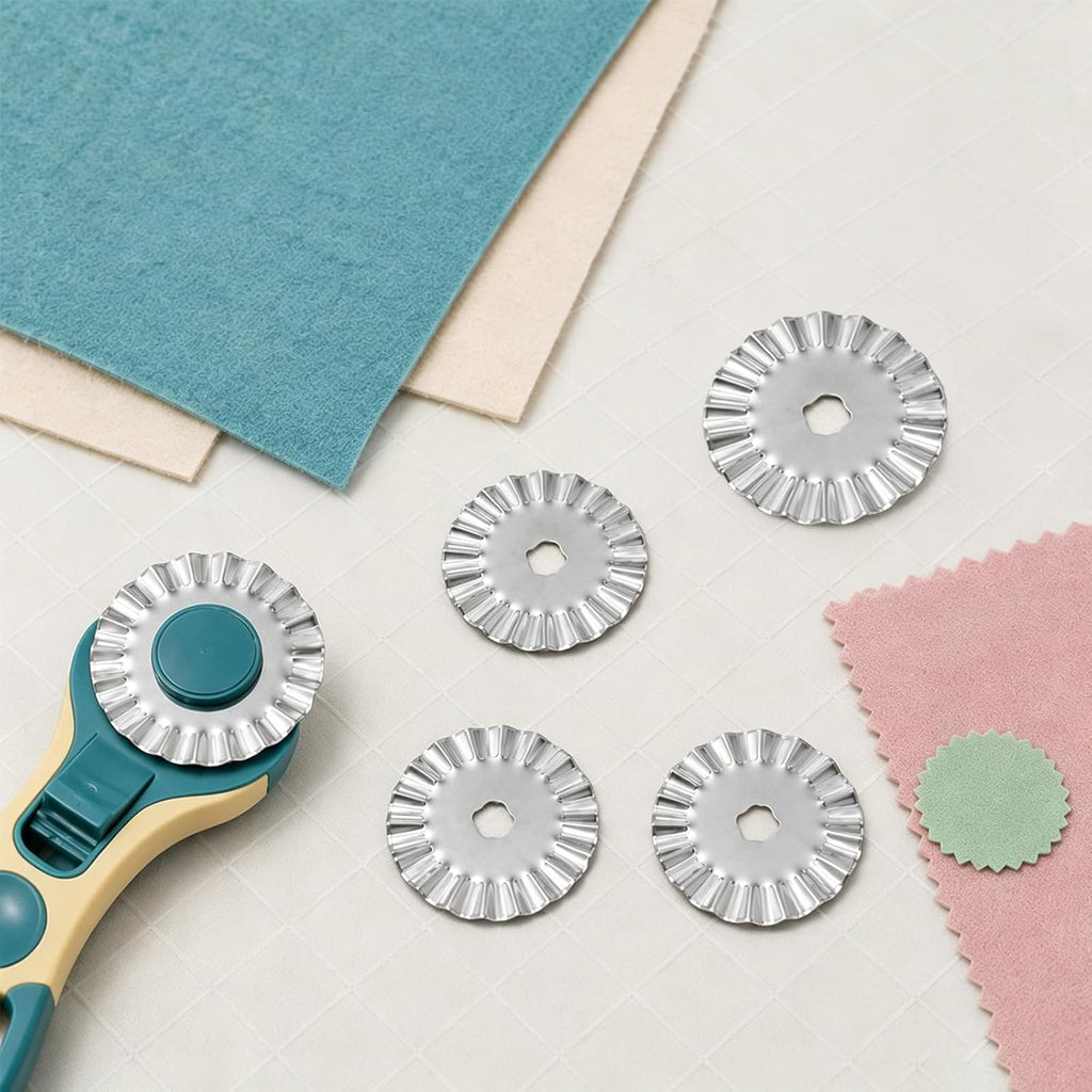 XIHIRCD 5pcs Rotary Cutter Blades, Wave Rotary Cutter for Fabric