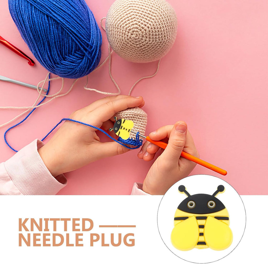 6pcs Bee Knitting Needle Caps, Silicone Point Protectors
