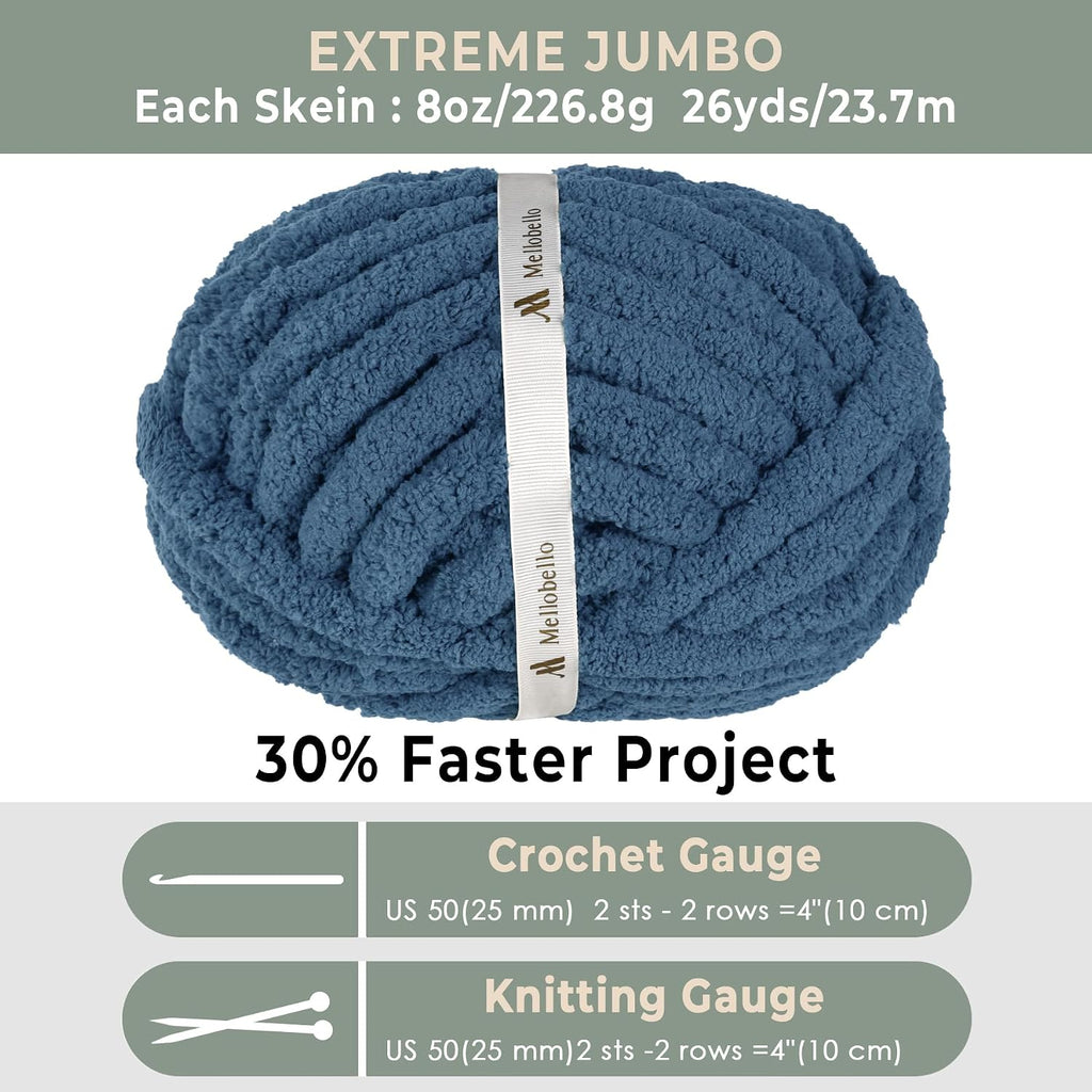 Jumbo Chunky Yarn for Hand Knitting - Super Thick Chenille Chunky Yarn