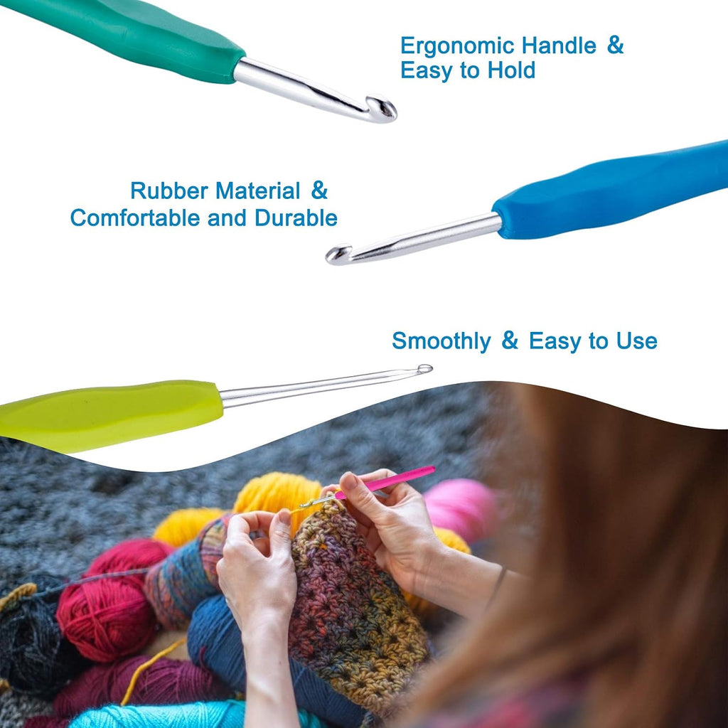 Vodiye 10 PCS 2.5 mm Ergonomic Crochet Hooks for Comfortable