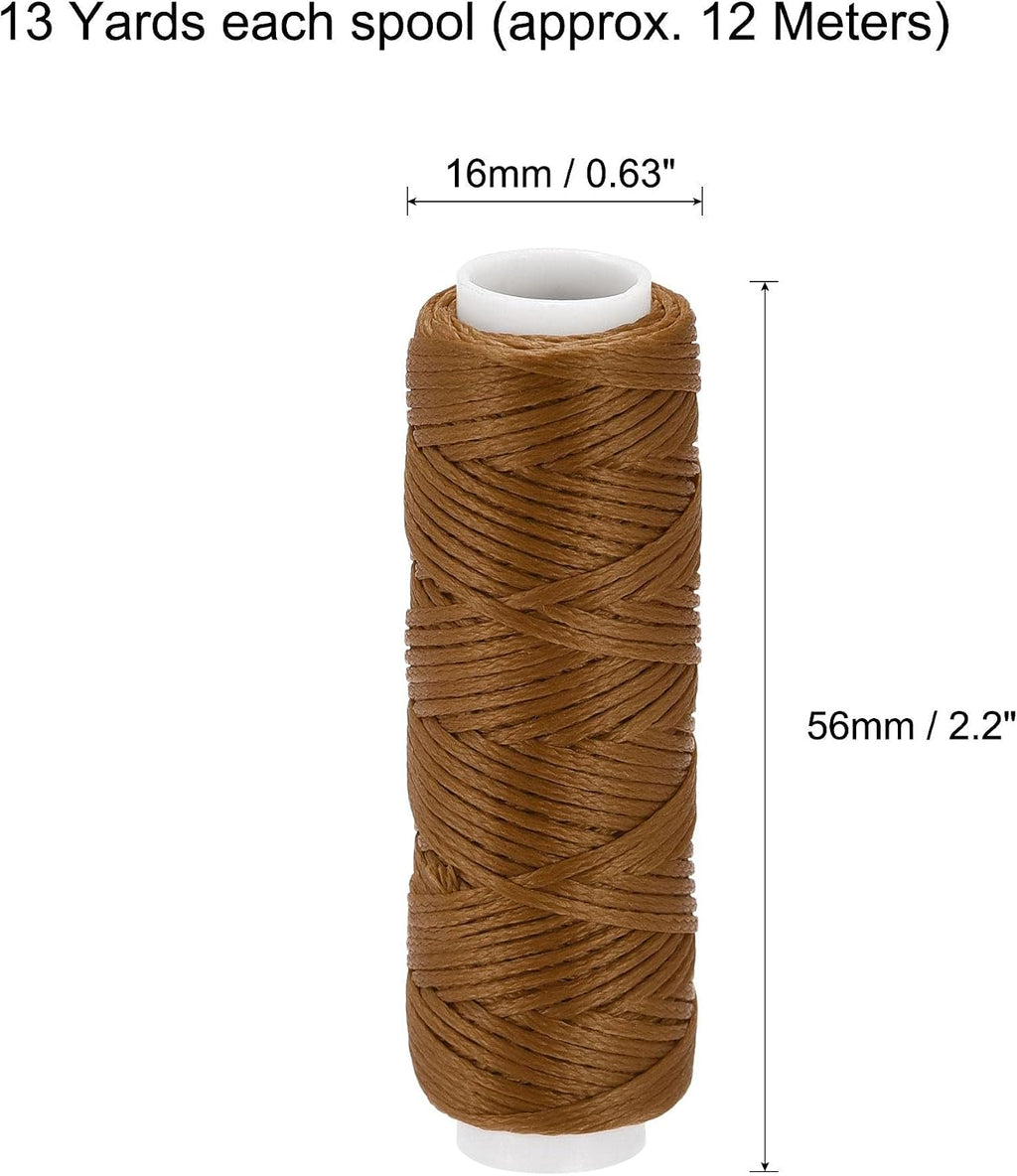 uxcell 13 Yards 6pcs Leather Sewing Thread Set 150D/0.8mm Dark Colors