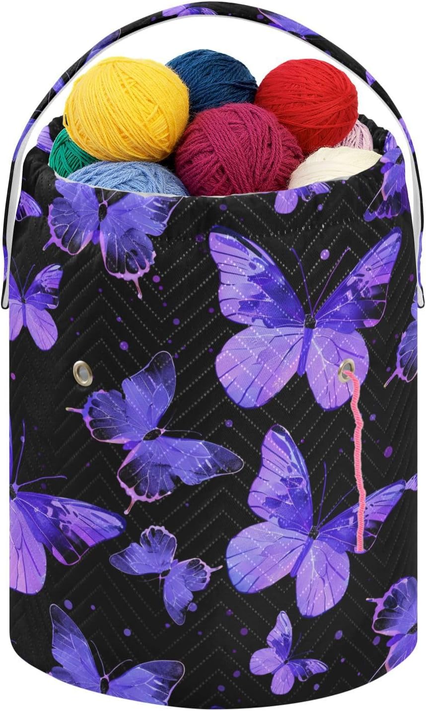 Fustylead Hand Draw Purple Butterflies Silhouette Large Crochet
