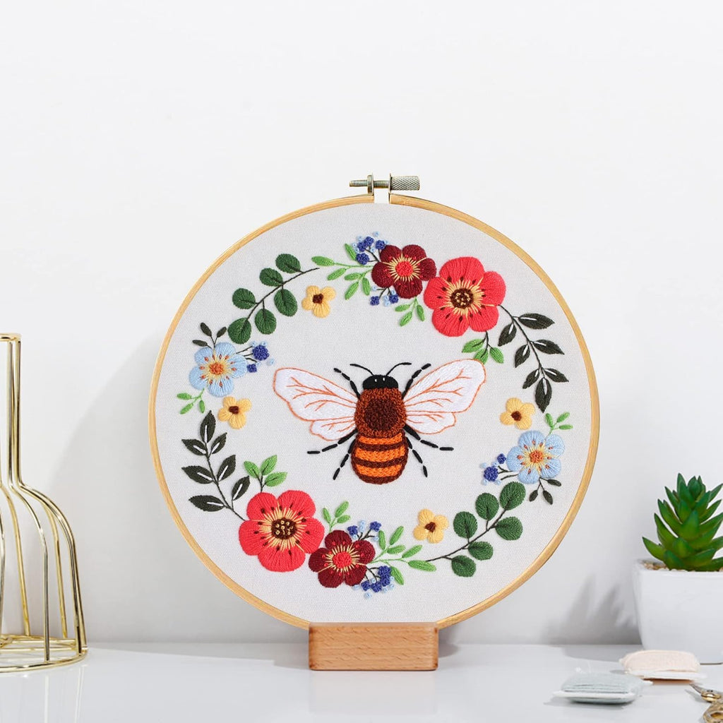 Santune 3 Pack Bee Embroidery Kit for Beginners Adult Cross Stitch