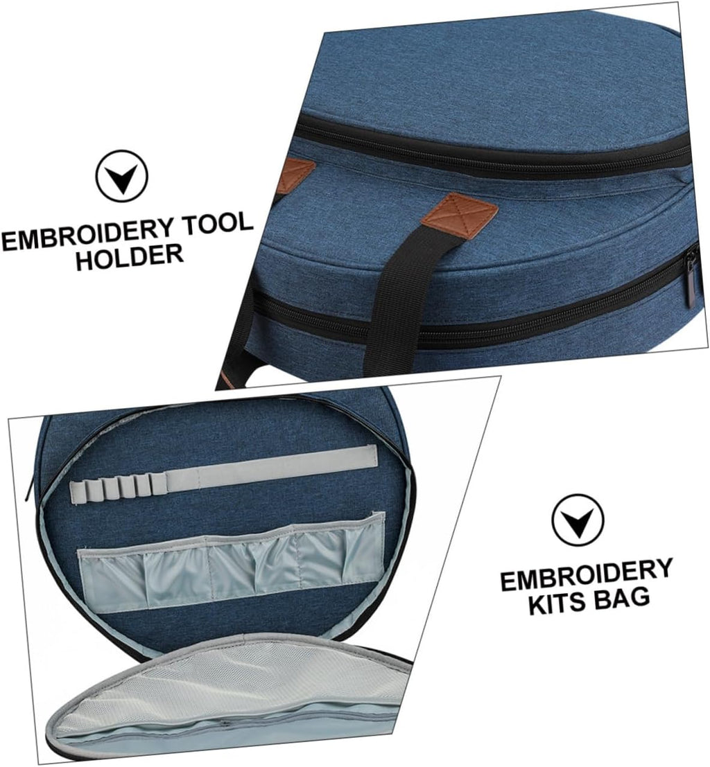 Embroidery Project Pouch with Handle, Oxford Cloth Organizer Tote