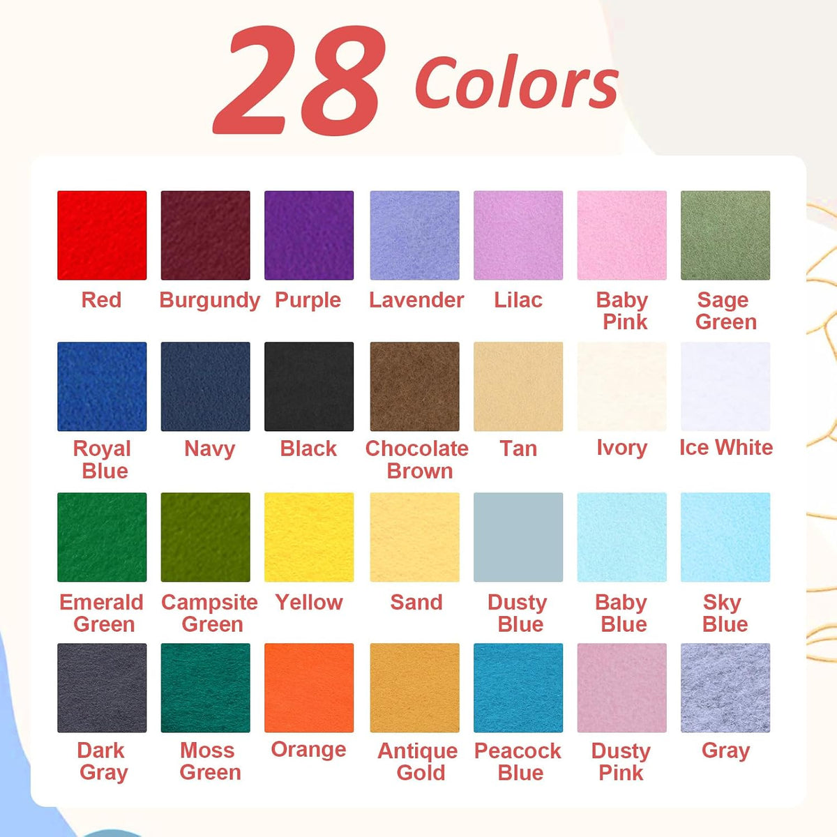 XSEINO Lavender Large Felt Fabric 36" X 36 "(1 Square Yard), 1.4 mm