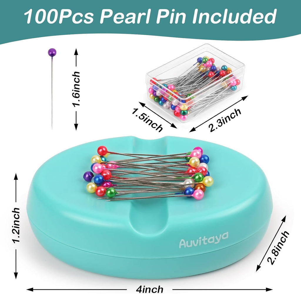 Auvitaya Magnetic Pin Cushion with 100 Pcs Ball Head Sewing Straight