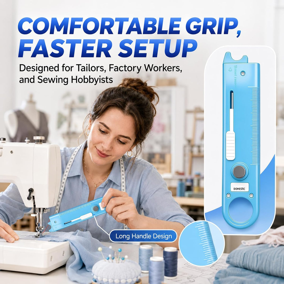 Sewing Machine Needle Threader (2Pcs,Red+Blue)