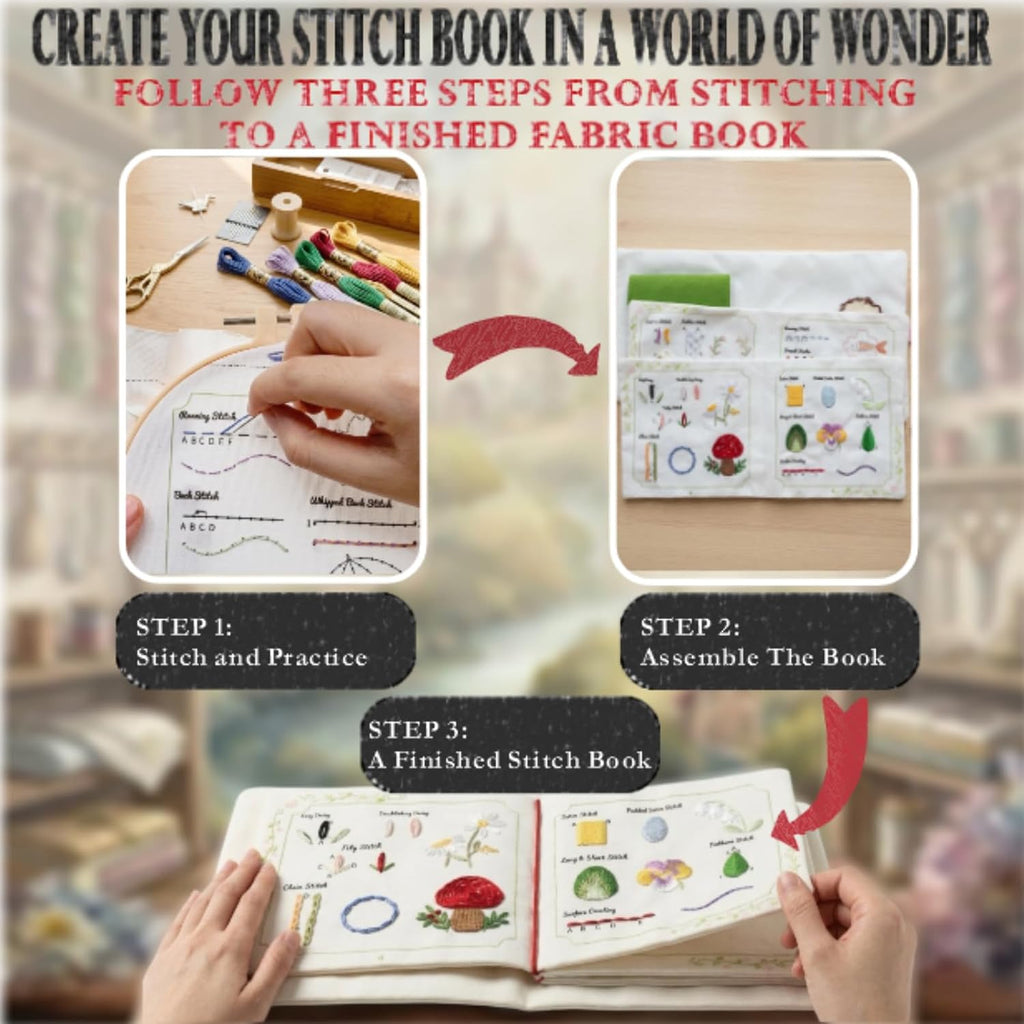 TenDawn Embroidery Stitch Book Kit for Beginners, 32 Essential