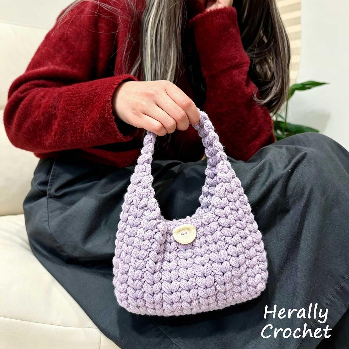 Herally Crochet Kit DIY Bag for Beginners - Wheatear Hobo Bag