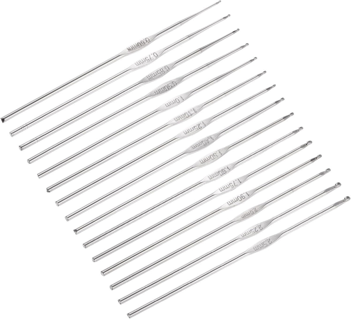 uxcell Crochet Hooks Set 0.6-2.5mm Iron Knitting Needles, Silver Tone