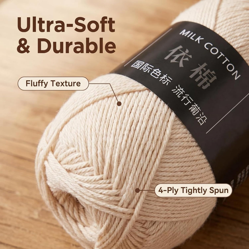 1 Roll 4-Ply Milk Yarn, Acrylic-Polyester Blend for Knitting (#83)