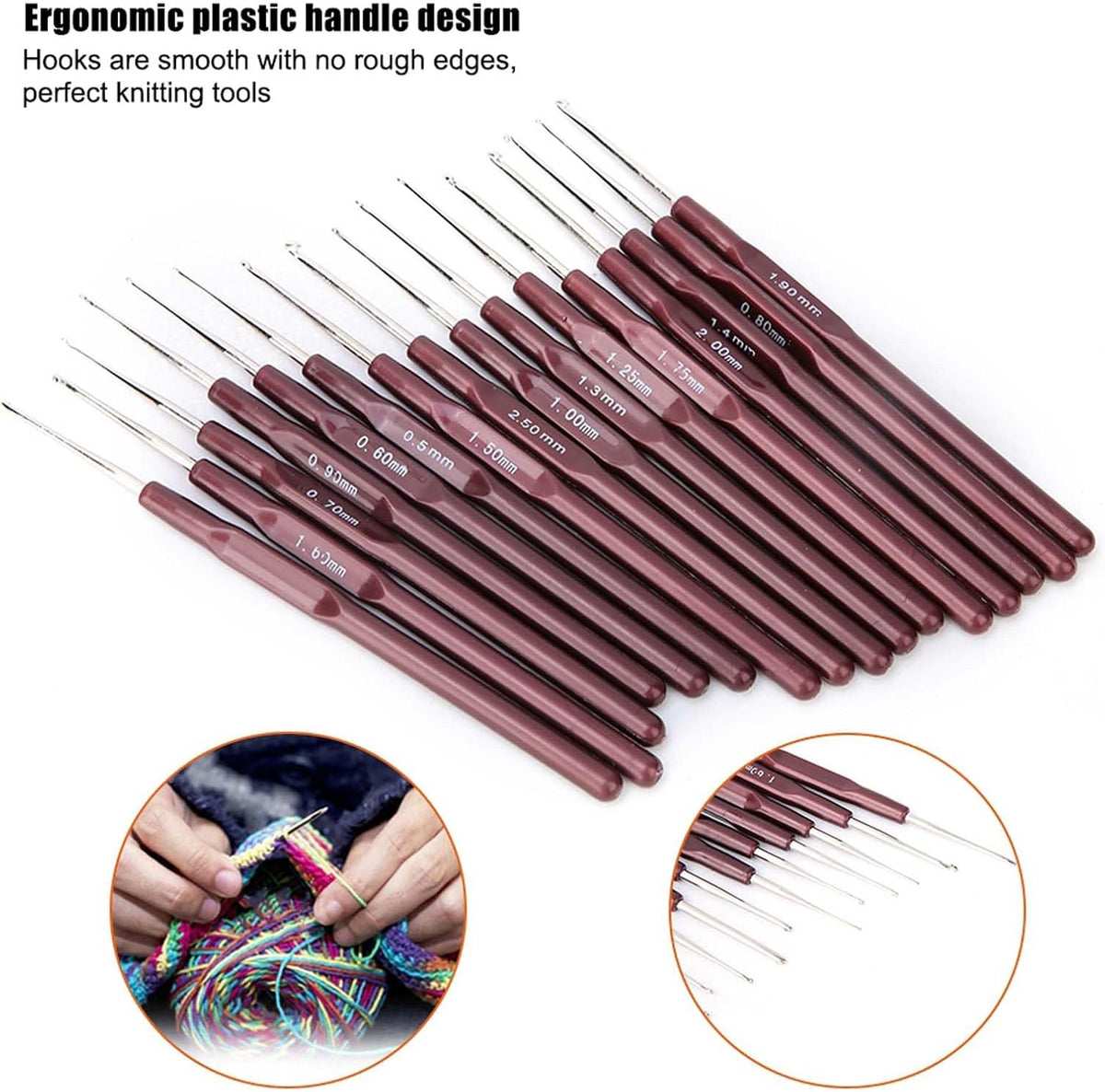 aqxreight Ultra Fine Lace Crochet Hook Set - 16PCS Stainless Steel
