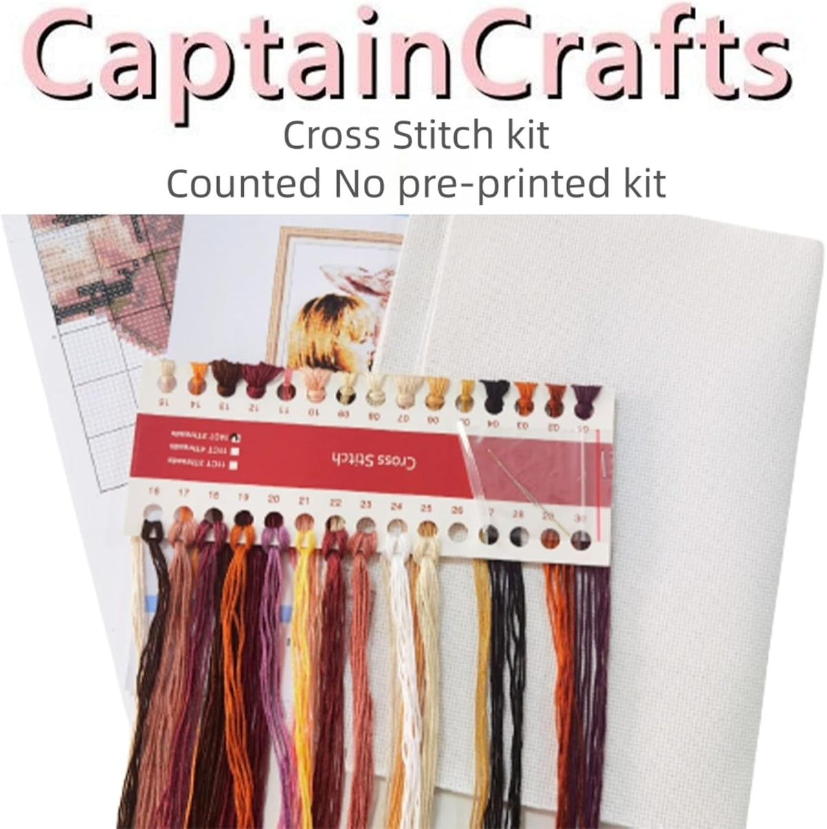 CaptainCrafts Counted Cross Stitch Kits for Adults Flowers Pattern