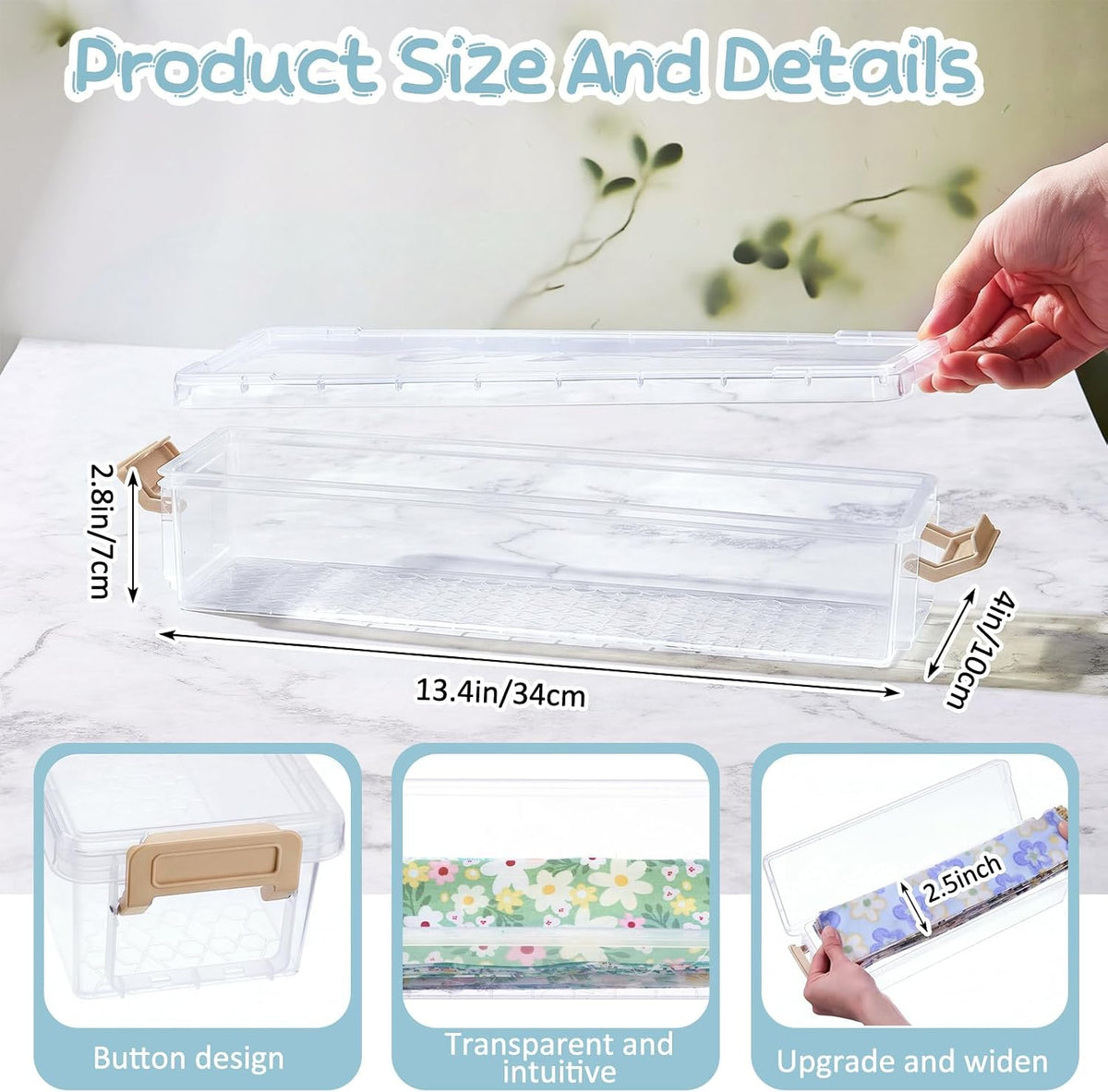 Tioncy 4 Pcs 13 x 4 x 3 in Fabric Strip Case, Gold