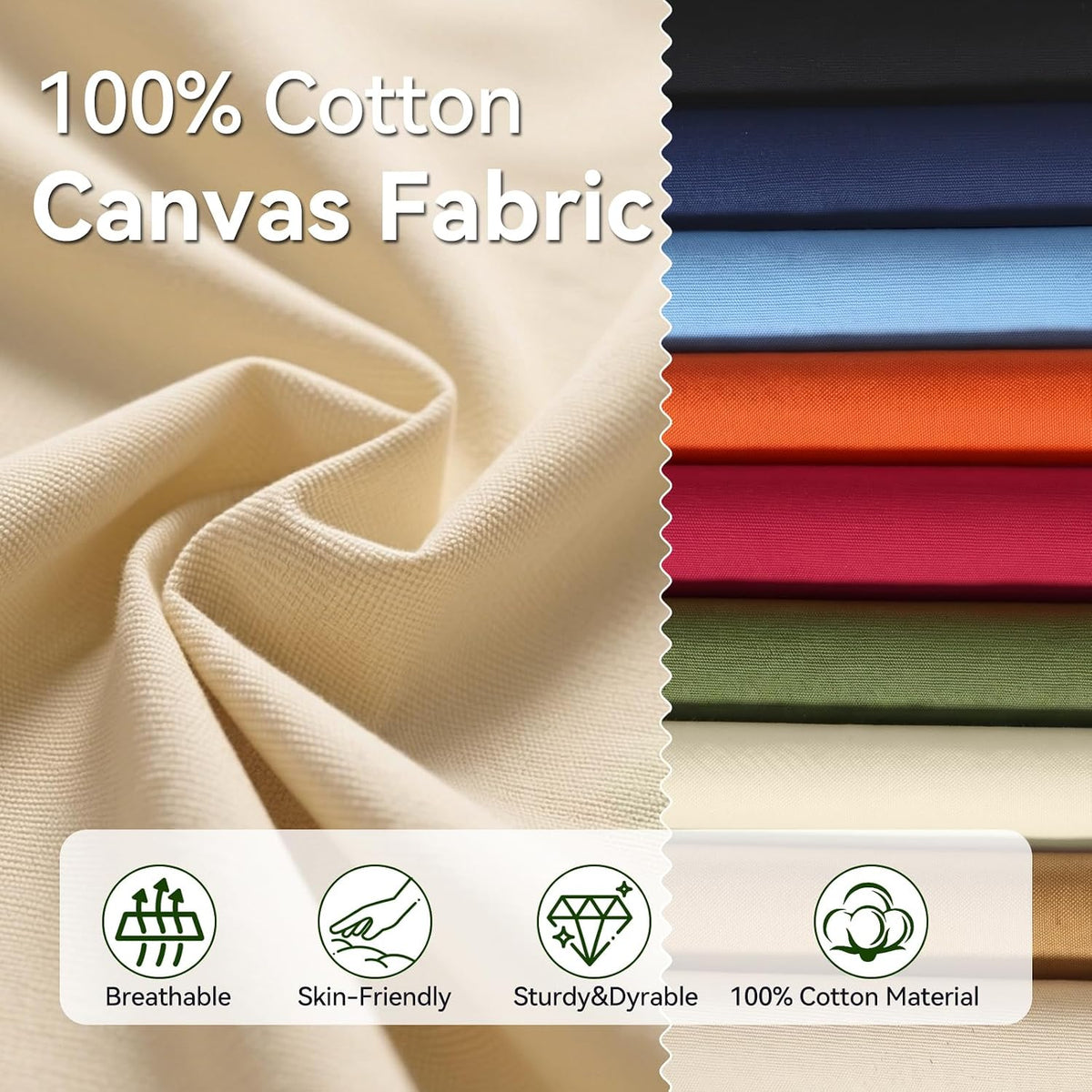 Navy Canvas Fabric, Premium 7oz 100% Cotton Duck Canvas Fabric by The