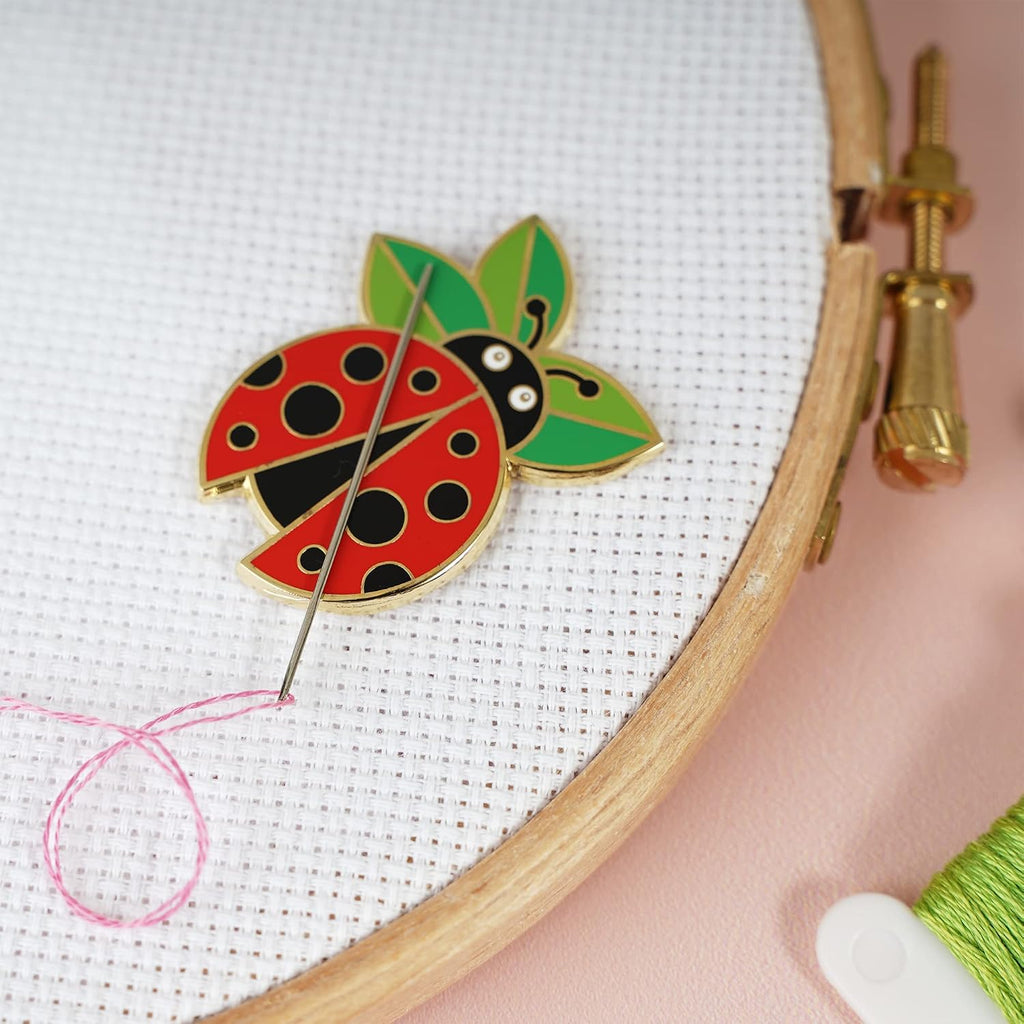Caterpillar Cross Stitch Ladybug Magnetic Enamel Needle Minder - for