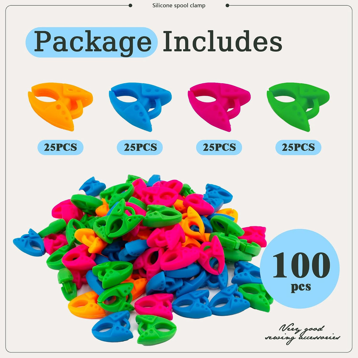 100pcs 4 Colors Silicone Sewing Bobbin Holder Clips