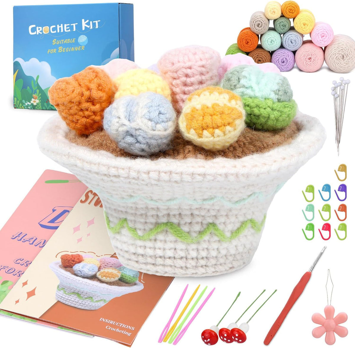 SHYYOULQE Succulents Plant Set Beginner Crochet Knitting Supplies