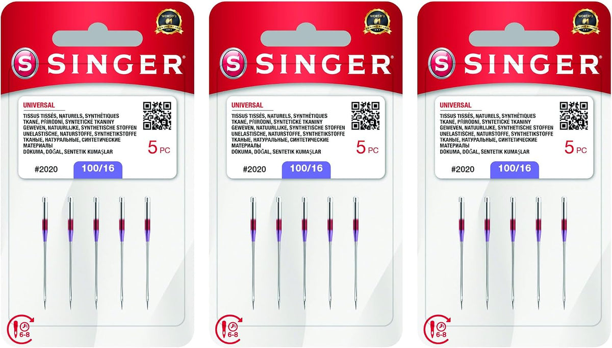 Singer Universal 2020 Sewing Machine Needles, Size 100/16, 15-Pieces
