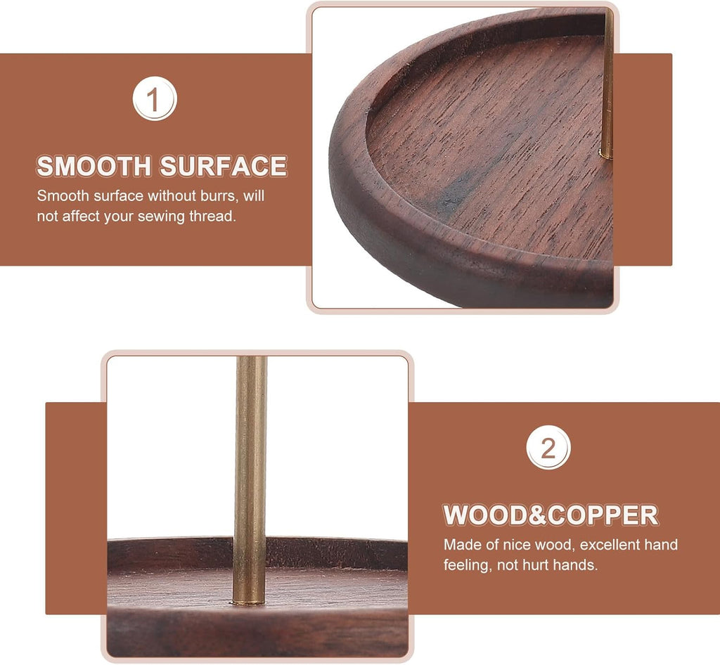 Brass Spool Holder for Embroidery Thread Rack, Wooden