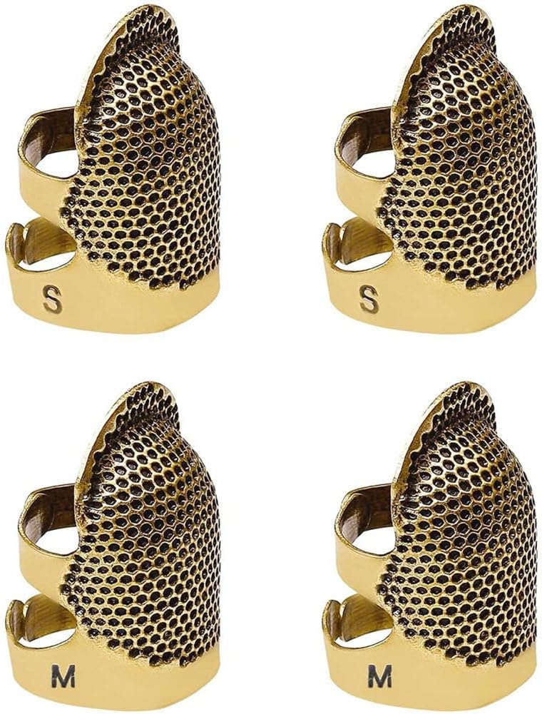 6 Pack Sewing Thimble Finger Protector, Adjustable Finger Metal Shield