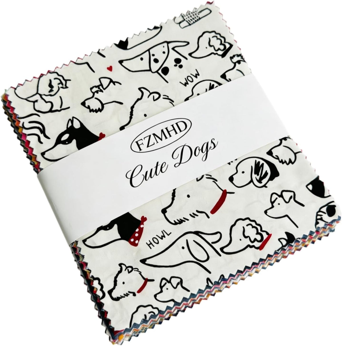 42pcs 5 Inch Dog Print Fabric Squares 100% Cotton Precut Quilting