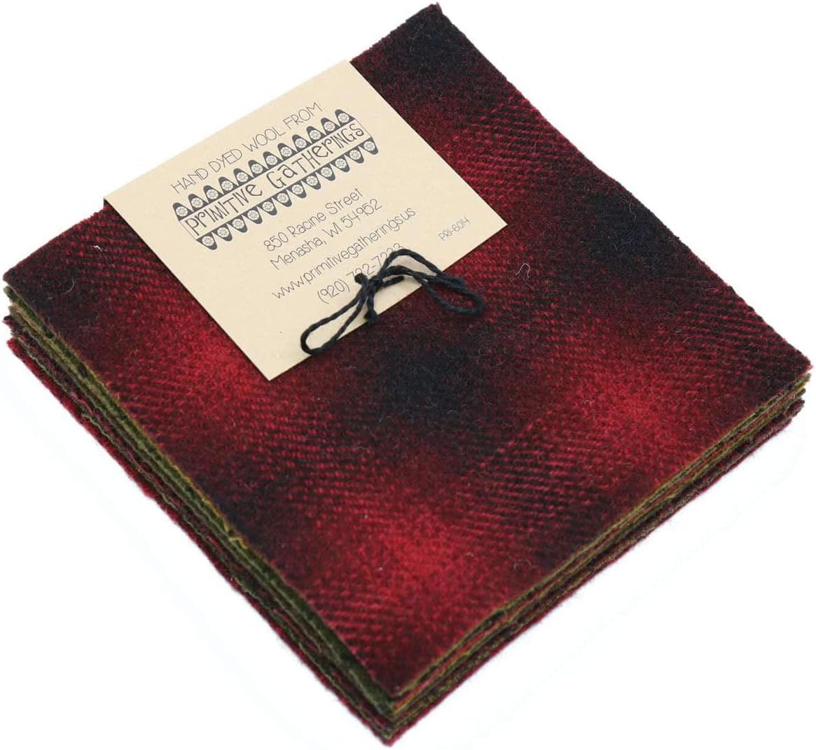 Primitive Gatherings Hand Dyed Wool Holiday Charm Pack 10 5-inch
