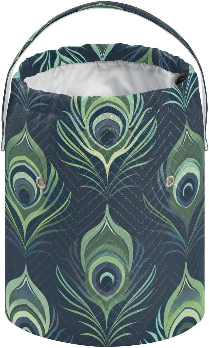 YETTASBIN Peacock Feather Yarn Storage Bag, Large Crochet Knitting Bag