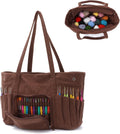 SUKUTU Corduroy Crochet Bag Large Portable Yarn Storage Bag Organize