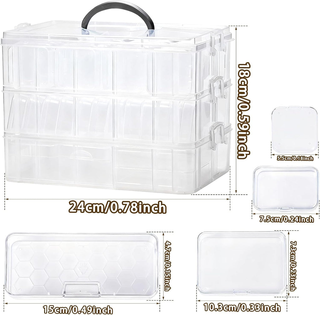 Bead Containers Storage Box for Art Craft Storage,3-Tier Stackable