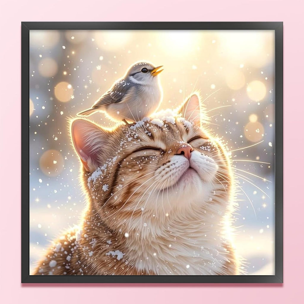Cat with Little Bird Full 14CT 2 Strands DIY Counted Cross Stitch Kits