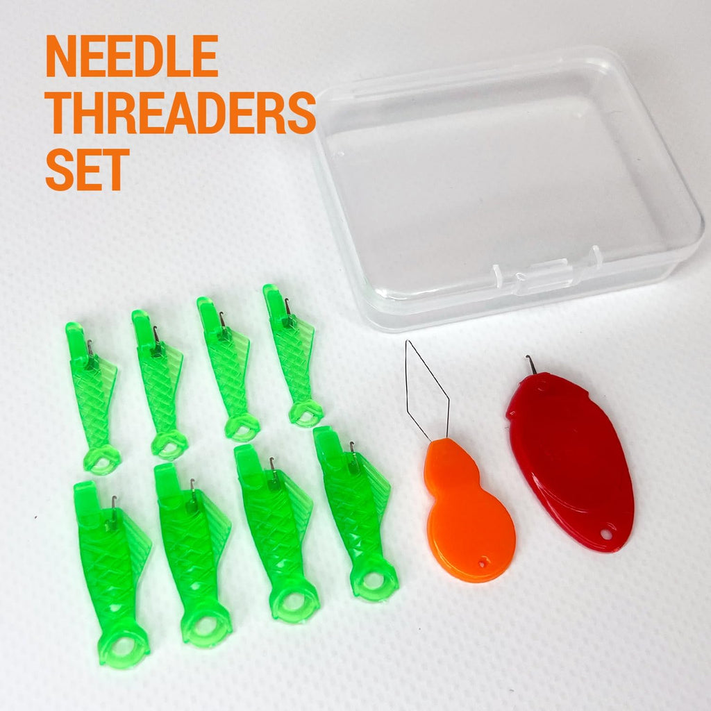 10 pcs Needle Threader Set and 35 Big&Thinner Eye Sharp Needles for