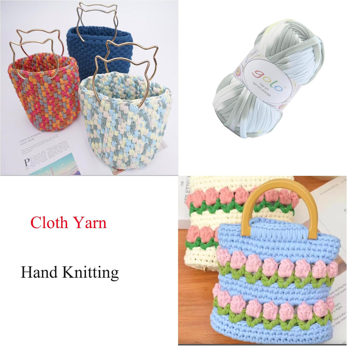 golo 3 Pack T-Shirt Crochet Yarn for DIY Knitting Bulky Yarn for Hand