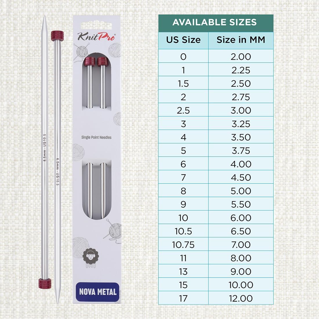 KnitPro Nova Single Pointed Needles 14" (35cm) | US Size 10.5 (6.5mm)