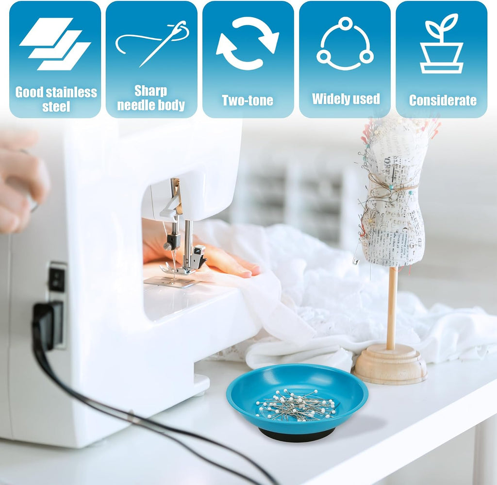 2Pcs Magnetic Bowl Sewing Pin Bobby Holder Storage Tray with 150Pcs