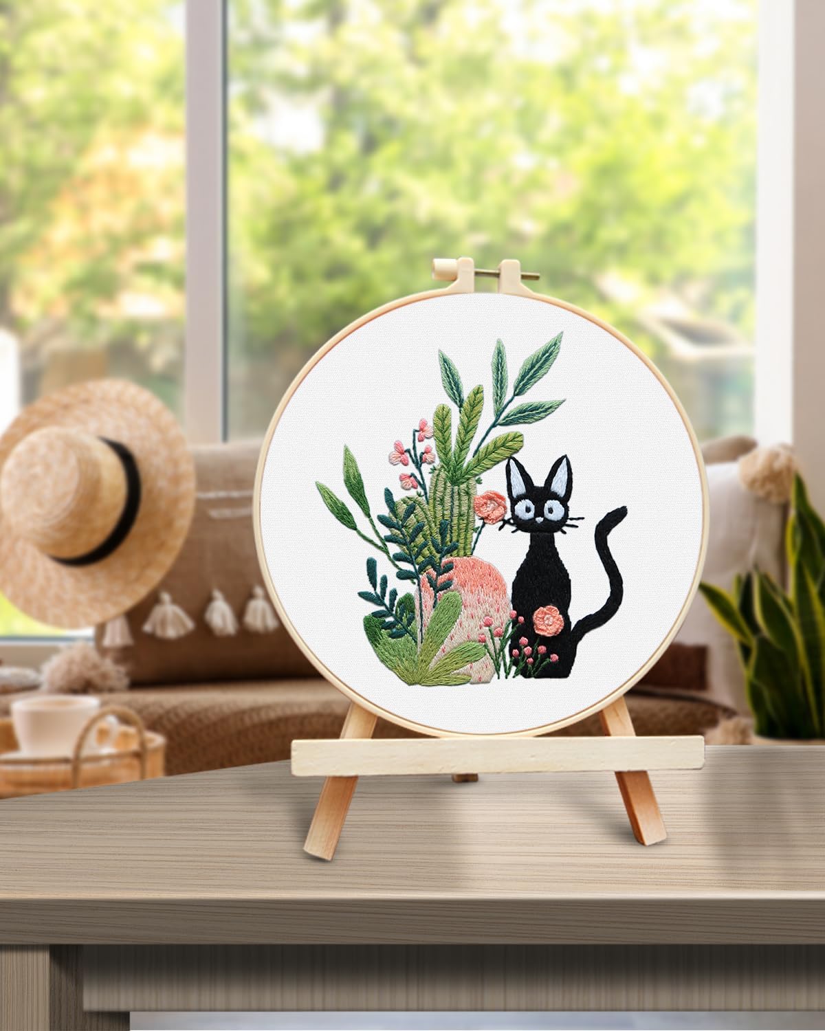 TINDTOP Embroidery Kit for Beginners Adult, Cat Embroidery Kit