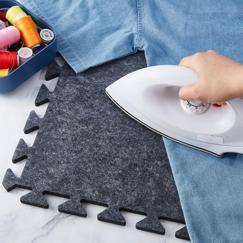 DICOSMETIC 10Pcs 40x30cm Gray Large Wool Ironing Mat Pad Interlocking